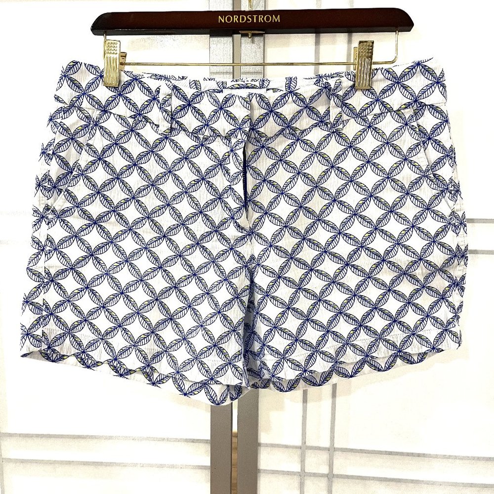VINEYARD VINES Blue & Yellow Textured Cotton Print Shorts - Size 6